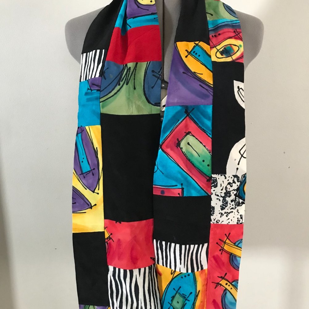 Sandwashed Silk Hand Painted Patchwork Artist Sca… - image 2